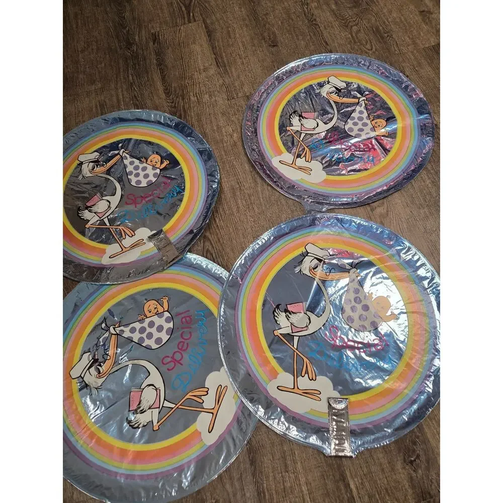 Ameriloon Special Delivery Baby Stork Vintage Mylar Balloons From 1980s Lot of 4
